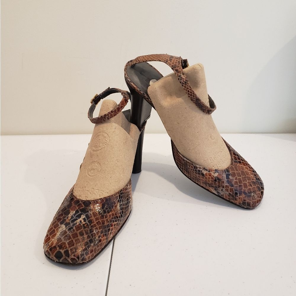 Mina Brown Snakeskin Women's Heels Size  6.5